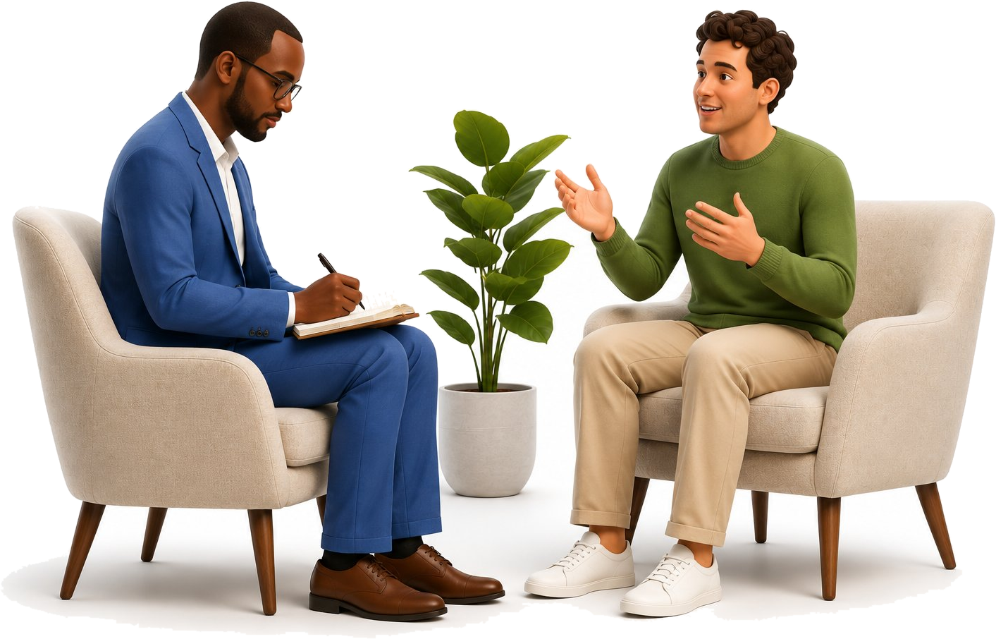 An AI therapist in session with a client